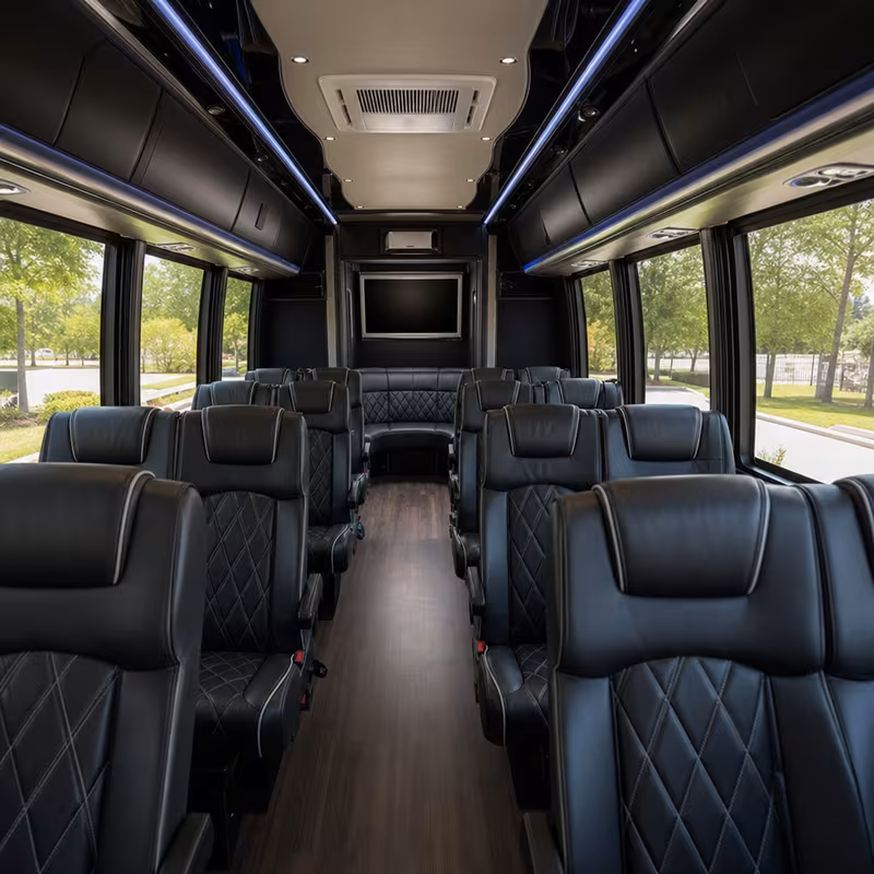 Passenger watching the Fontana scenery during a regional party bus road trip