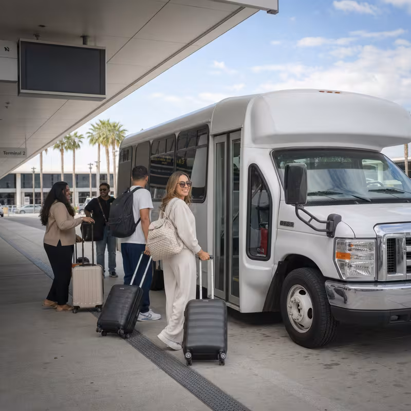 Black Mercedes Sprinter van staged for an Fontana Airport Transportation group