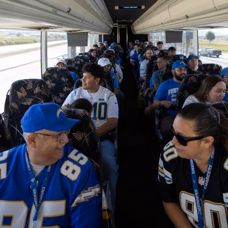 Passenger seating aboard a Fontana party bus rental