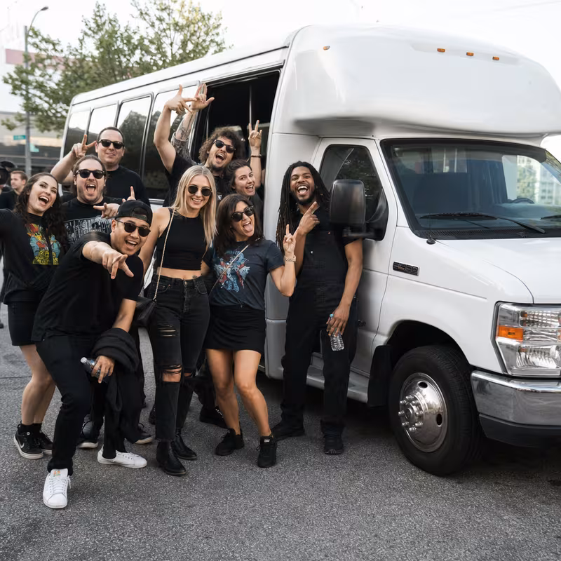 Black Mercedes Sprinter van staged for an Fontana Concert Transportation group