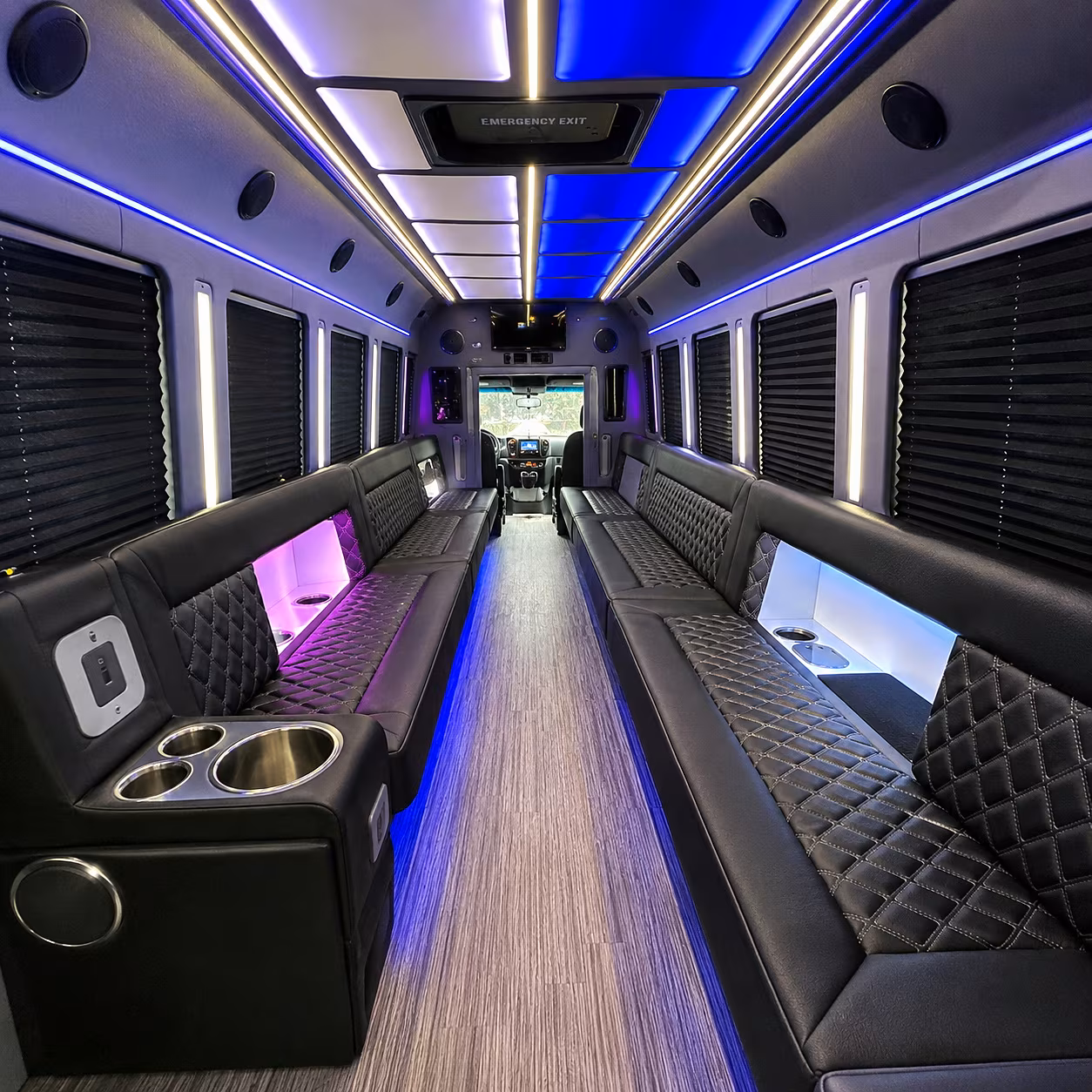 Fontana Private Event Transportation party bus interior
